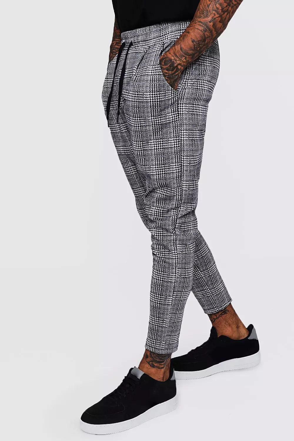 Smart Checked Jogger Trouser boohooMAN USA